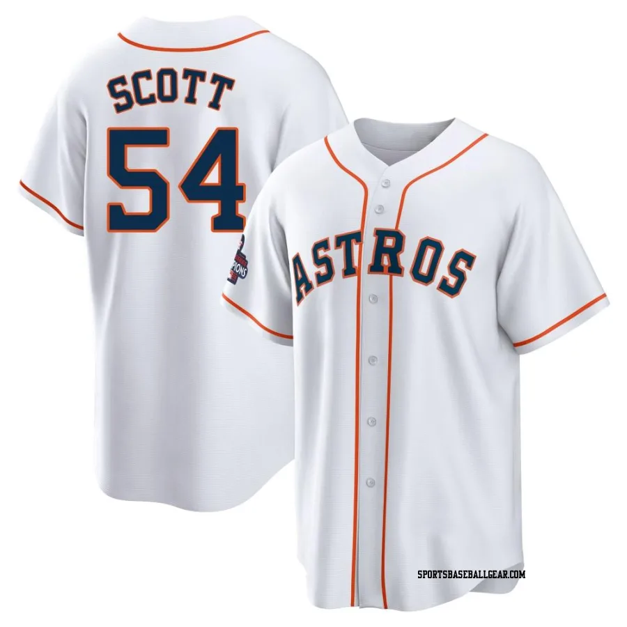 Tayler Scott Youth Houston Astros White Replica 2022 World Series Champions Home Jersey