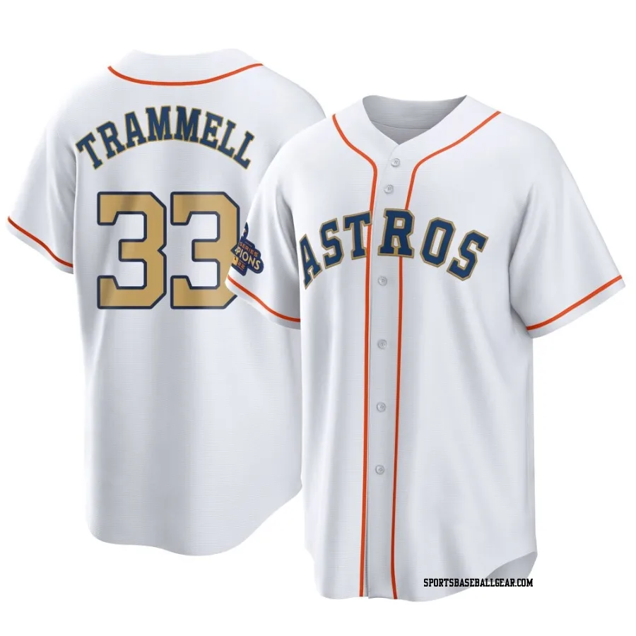 Taylor Trammell Men's Houston Astros Gold Replica White 2023 Collection Jersey