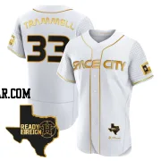 Taylor Trammell Men's Houston Astros White/Gold Authentic 2023 Space City Ready 2 Reign Flex Base Jersey