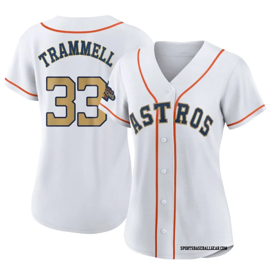 Taylor Trammell Women's Houston Astros Gold Authentic White 2023 Collection Jersey