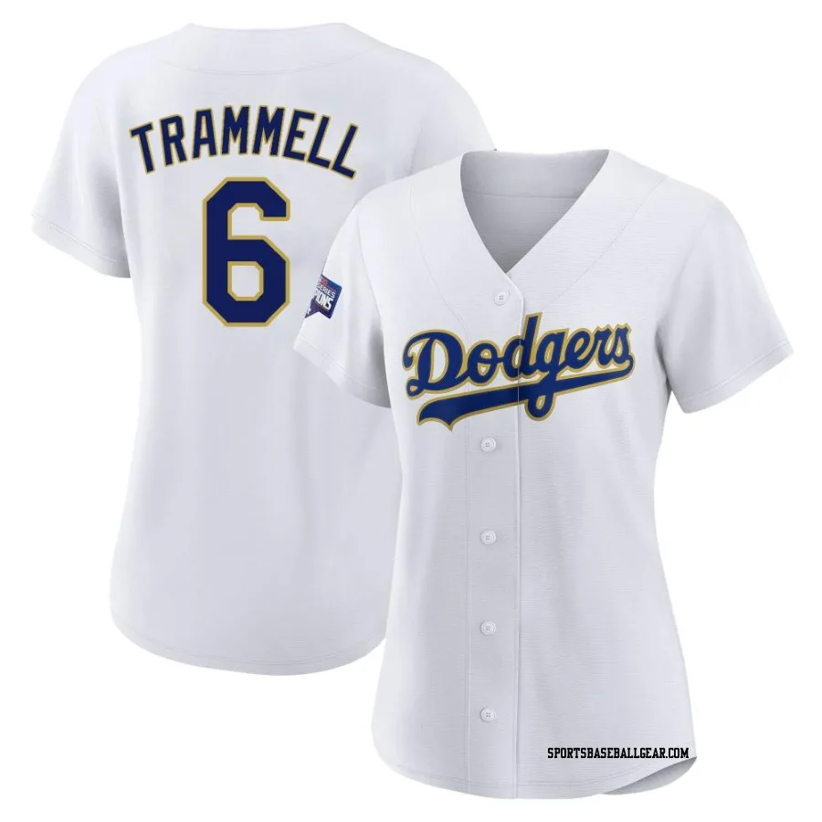 Taylor Trammell Women's Los Angeles Dodgers White/Gold Replica 2021 Gold Program Player Jersey