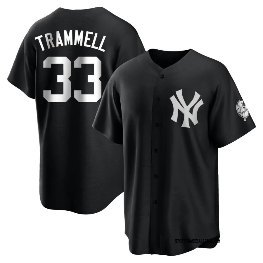 Taylor Trammell Youth New York Yankees Black/White Replica Jersey