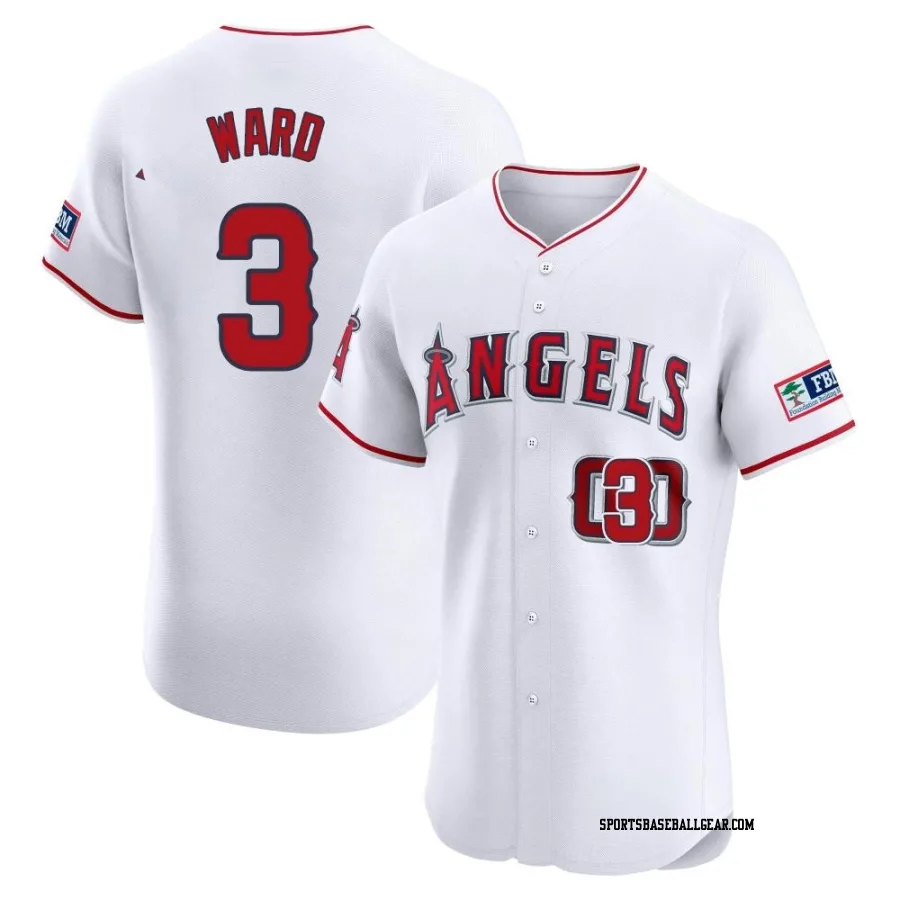 Taylor Ward Men's Los Angeles Angels White Elite Home Patch Jersey