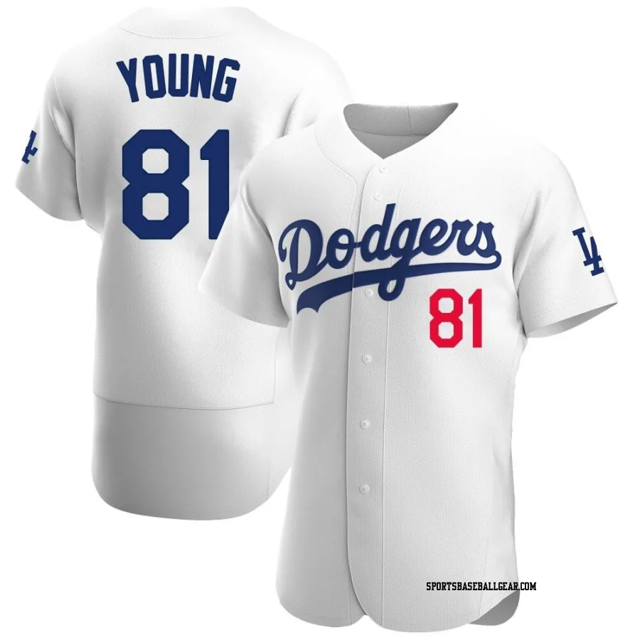 Taylor Young Men's Los Angeles Dodgers White Authentic Home Jersey