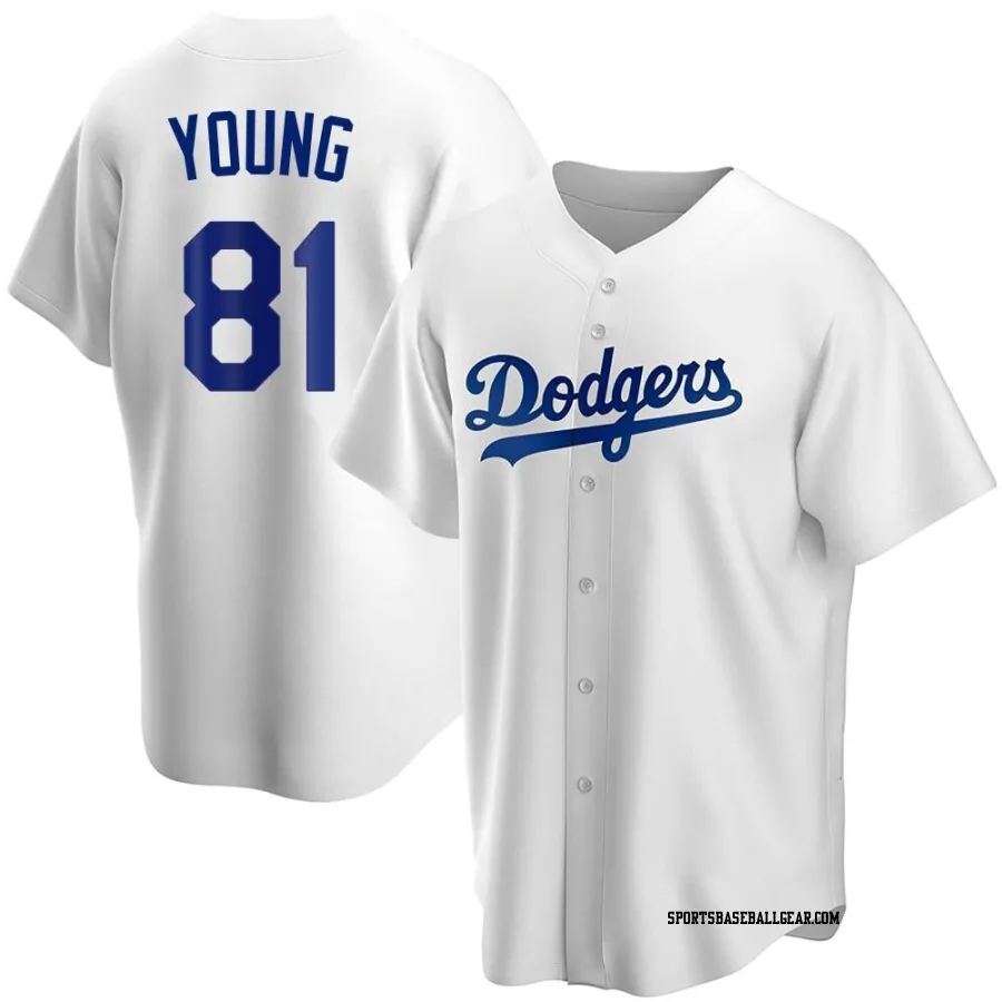 Taylor Young Youth Los Angeles Dodgers White Replica Home Jersey