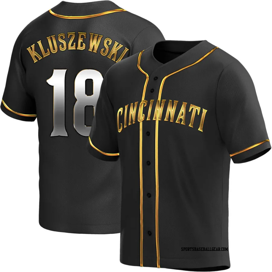 Ted Kluszewski Men's Cincinnati Reds Black Golden Replica Alternate Jersey