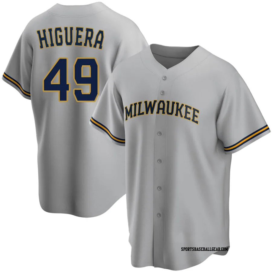 Teddy Higuera Men's Milwaukee Brewers Gray Replica Road Jersey