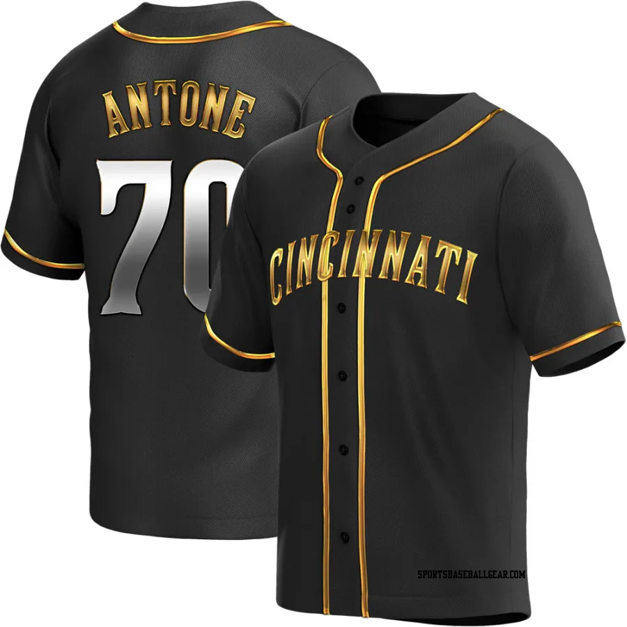 Tejay Antone Youth Cincinnati Reds Black Golden Replica Alternate Jersey