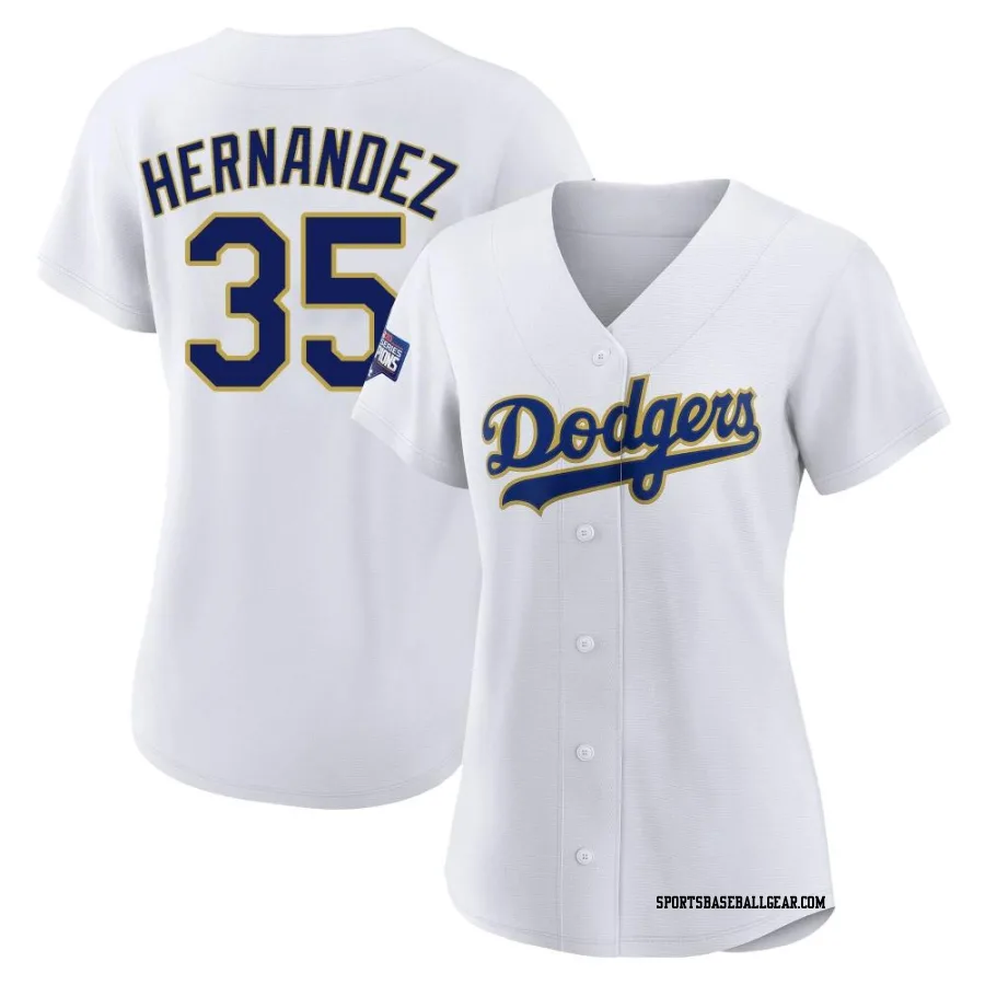 Teoscar Hernandez Women's Los Angeles Dodgers White/Gold Authentic 2021 Gold Program Player Jersey