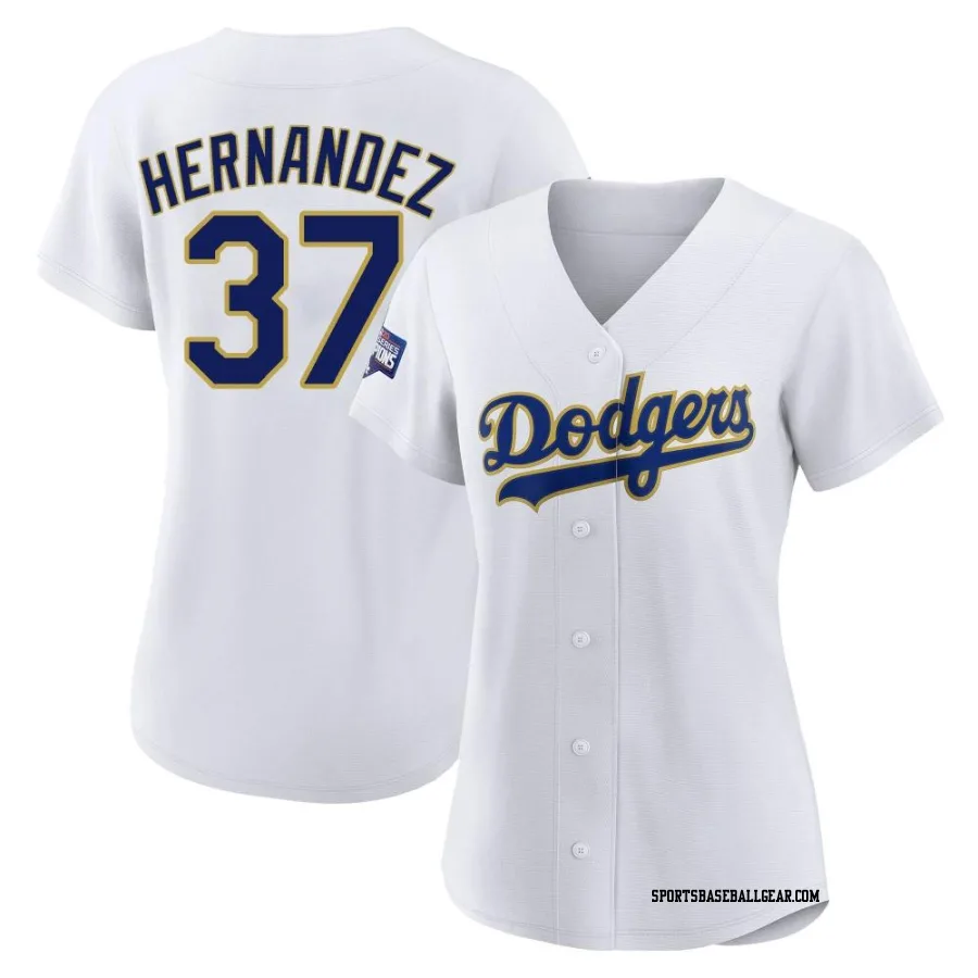 Teoscar Hernandez Women's Los Angeles Dodgers White/Gold Replica 2021 Gold Program Player Jersey