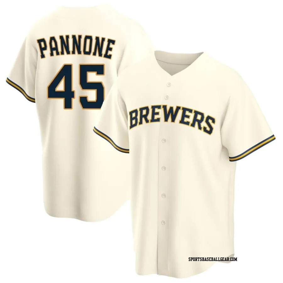 Thomas Pannone Men's Milwaukee Brewers Cream Replica Home Jersey