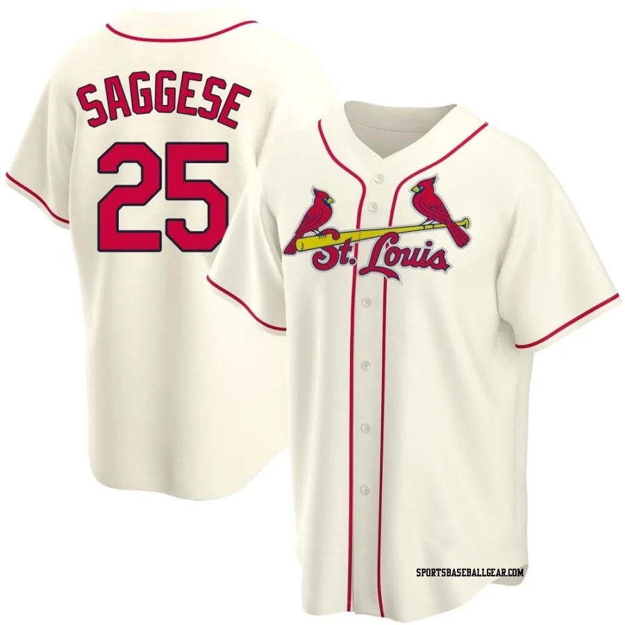 Thomas Saggese Men's St. Louis Cardinals Cream Replica Alternate Jersey