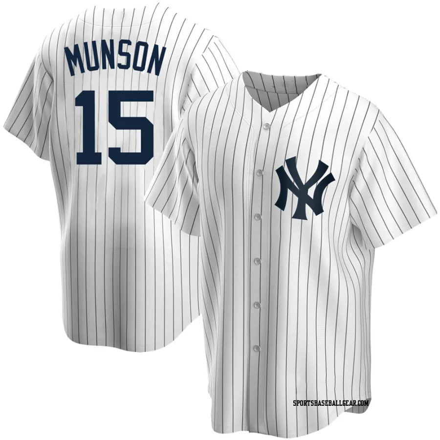 Thurman Munson Men's New York Yankees White Replica Home Jersey