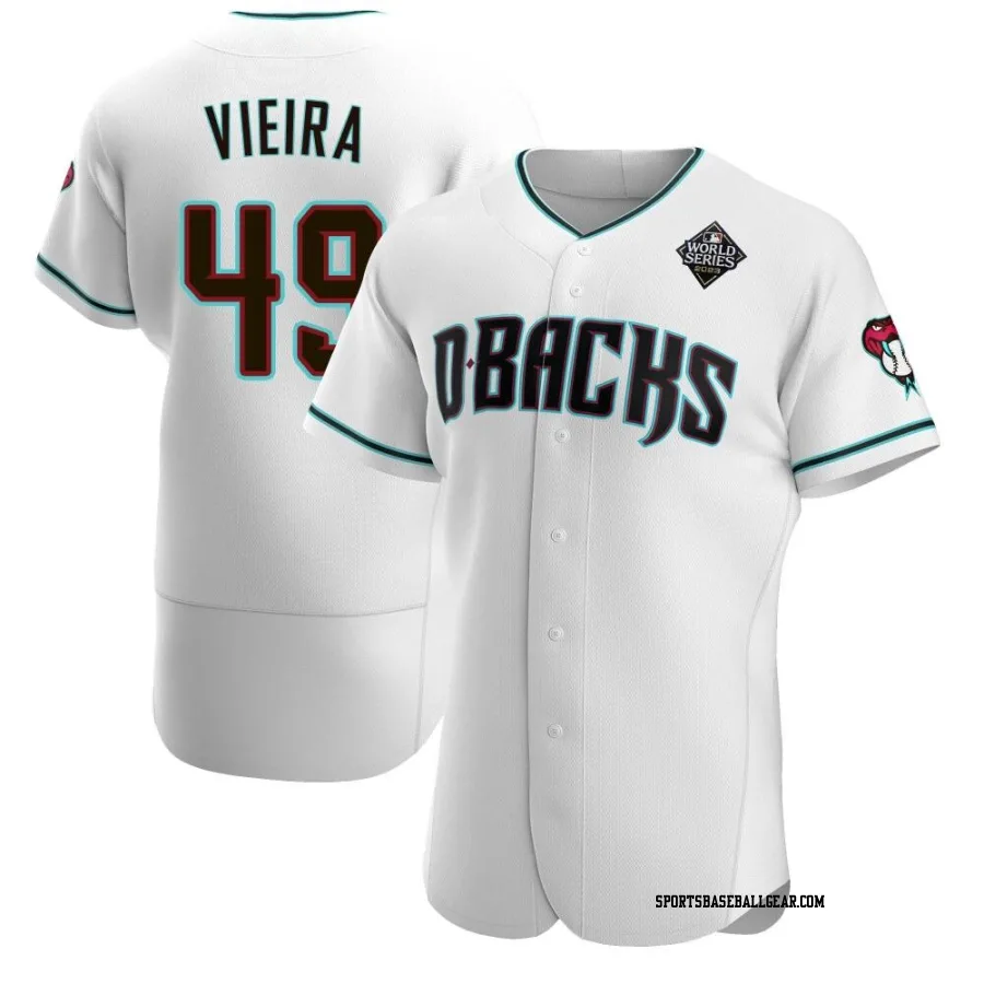 Thyago Vieira Men's Arizona Diamondbacks White Authentic Teal Alternate 2023 World Series Jersey