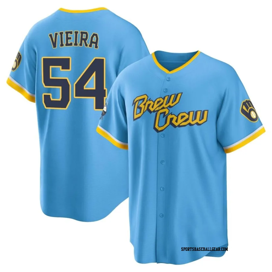 Thyago Vieira Men's Milwaukee Brewers Blue Replica Powder 2022 City Connect Jersey