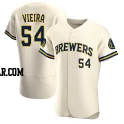 Thyago Vieira Men's Milwaukee Brewers Cream Authentic Home Jersey