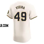 Thyago Vieira Men's Milwaukee Brewers Cream Elite Home Jersey