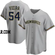 Thyago Vieira Men's Milwaukee Brewers Gray Replica Road Jersey