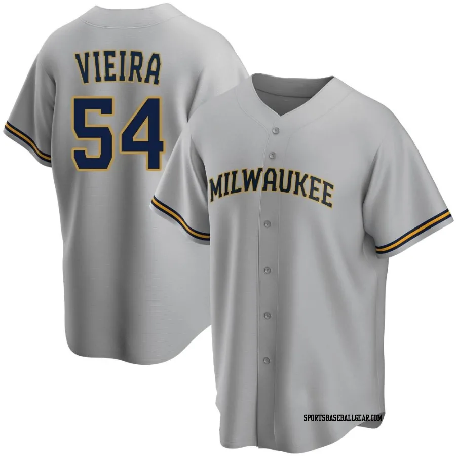 Thyago Vieira Men's Milwaukee Brewers Gray Replica Road Jersey