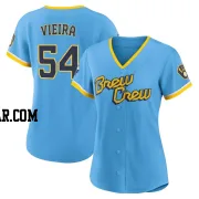 Thyago Vieira Women's Milwaukee Brewers Blue Authentic Powder 2022 City Connect Jersey