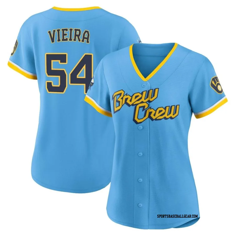 Thyago Vieira Women's Milwaukee Brewers Blue Authentic Powder 2022 City Connect Jersey