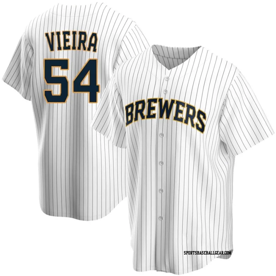 Thyago Vieira Youth Milwaukee Brewers White Replica Home Jersey