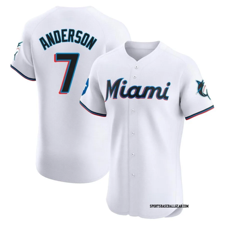 Tim Anderson Men's Miami Marlins White Elite Home Patch Jersey