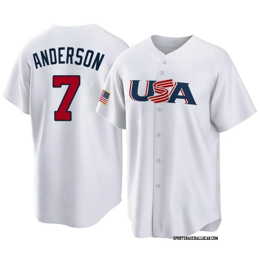 Tim Anderson Men's USA Baseball White Replica 2023 World Baseball Classic Jersey