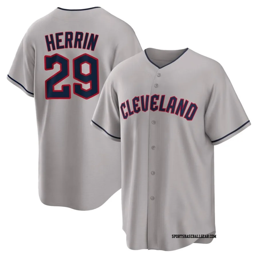 Tim Herrin Men's Cleveland Guardians Gray Replica Road Jersey