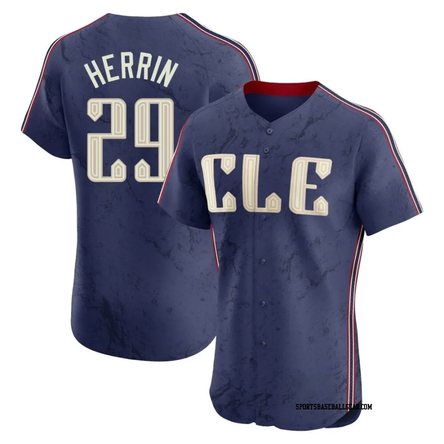 Tim Herrin Men's Cleveland Guardians Navy Elite 2024 City Connect Jersey