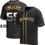 Tim Lincecum Men's San Francisco Giants Black Golden Replica Alternate Jersey