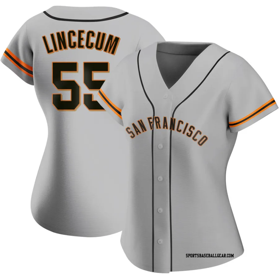 Tim Lincecum Women's San Francisco Giants Gray Authentic Road Jersey