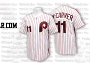 Tim McCarver Men's Philadelphia Phillies White/Red Authentic Strip Throwback Jersey