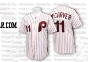 Tim McCarver Men's Philadelphia Phillies White/Red Replica Strip Throwback Jersey