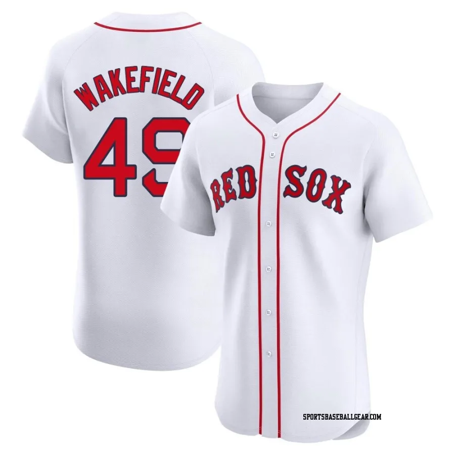 Tim Wakefield Men's Boston Red Sox White Elite Home Patch Jersey