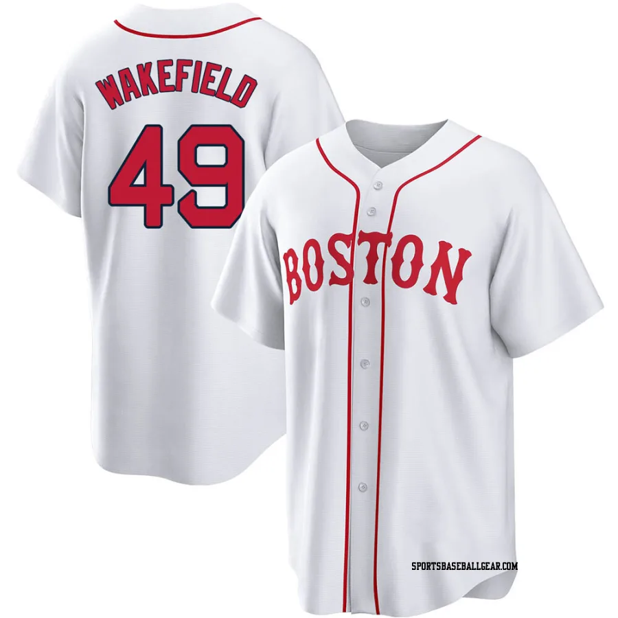 Tim Wakefield Men's Boston Red Sox White Replica 2021 Patriots' Day Jersey