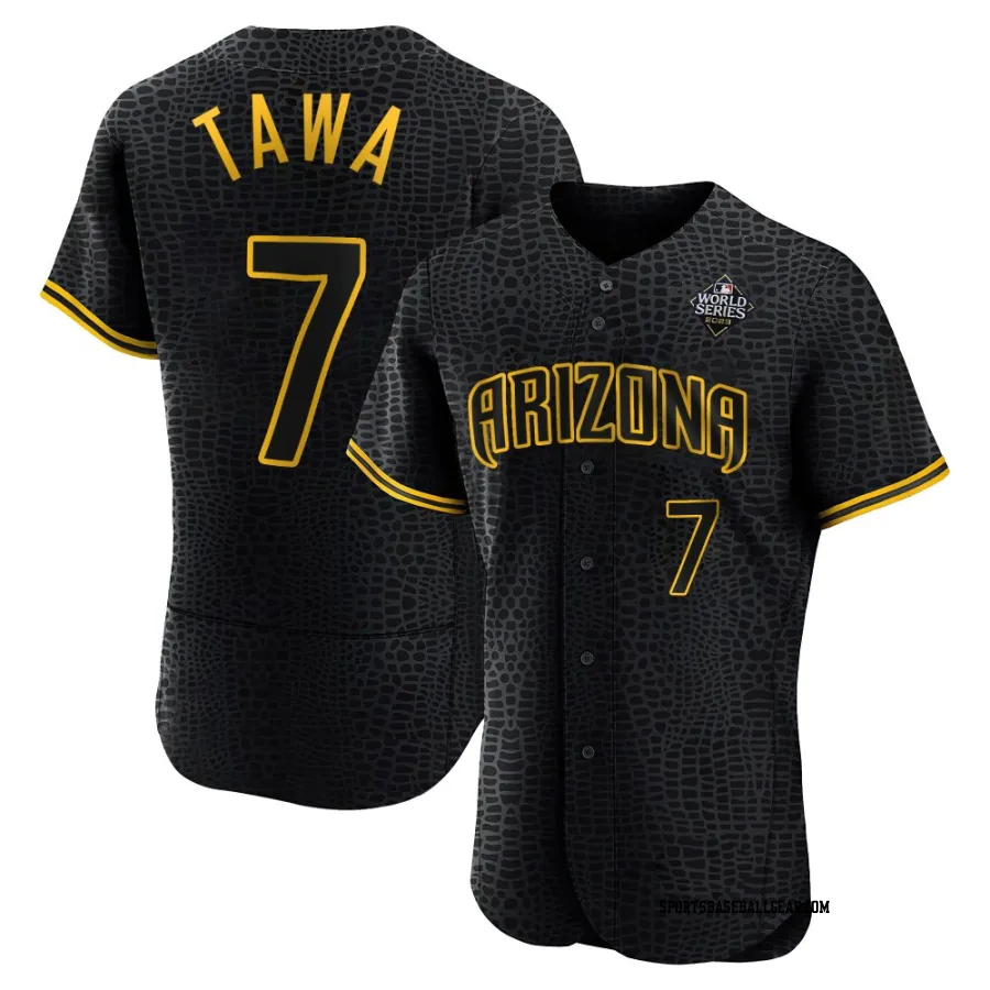 Timothy Tawa Men's Arizona Diamondbacks Black Authentic Snake Skin City 2023 World Series Jersey