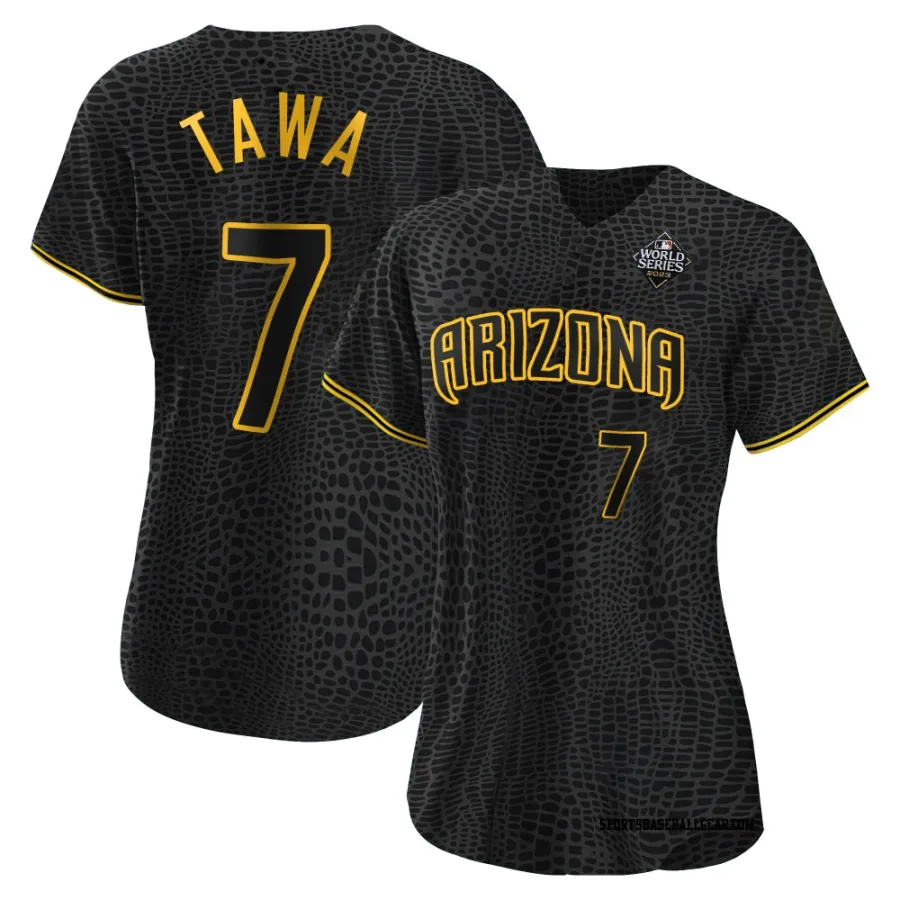 Timothy Tawa Women's Arizona Diamondbacks Black Authentic Snake Skin City 2023 World Series Jersey