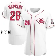 TJ Hopkins Men's Cincinnati Reds White Authentic Home Jersey