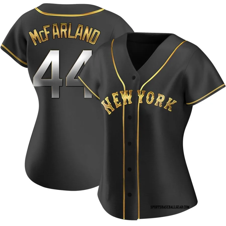 T.J. McFarland Women's New York Mets Black Golden Replica Alternate Jersey