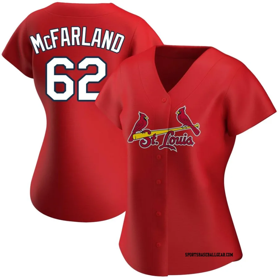 T.J. McFarland Women's St. Louis Cardinals Red Authentic Alternate Jersey