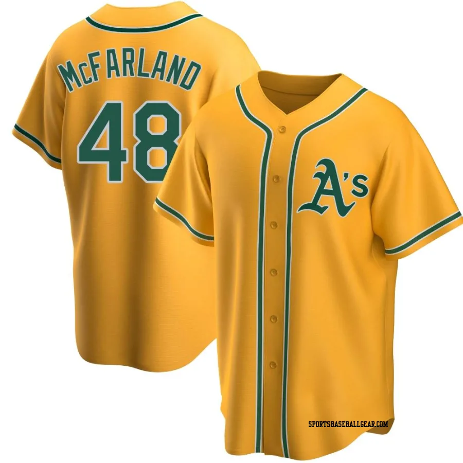 T.J. McFarland Youth Oakland Athletics Gold Replica Alternate Jersey