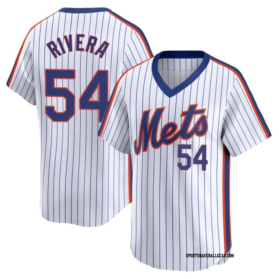 T.j. Rivera Men's New York Mets White Limited T.J. Rivera Cooperstown Collection Jersey