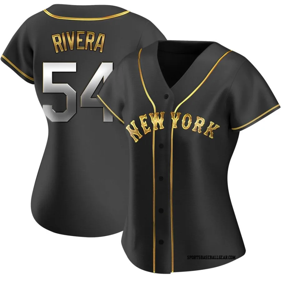 T.j. Rivera Women's New York Mets Black Golden Replica T.J. Rivera Alternate Jersey