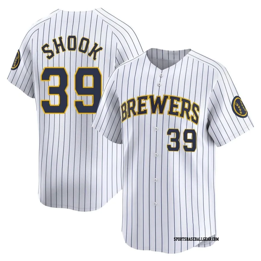 TJ Shook Men's Milwaukee Brewers White Limited Alternate Jersey