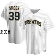 TJ Shook Men's Milwaukee Brewers White Replica Home Jersey