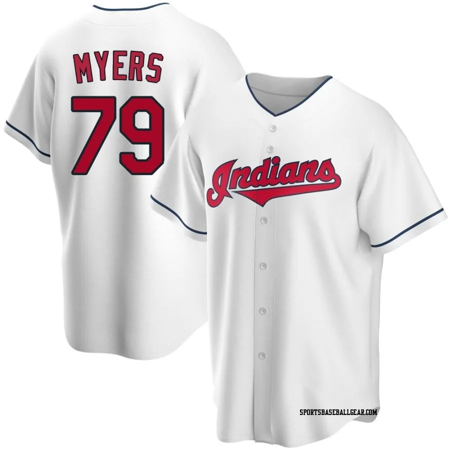 Tobias Myers Men's Cleveland Guardians White Replica Home Jersey