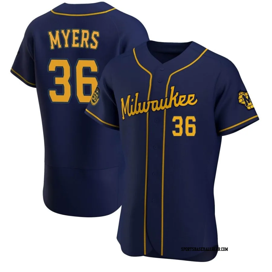 Tobias Myers Men's Milwaukee Brewers Navy Authentic Alternate Jersey