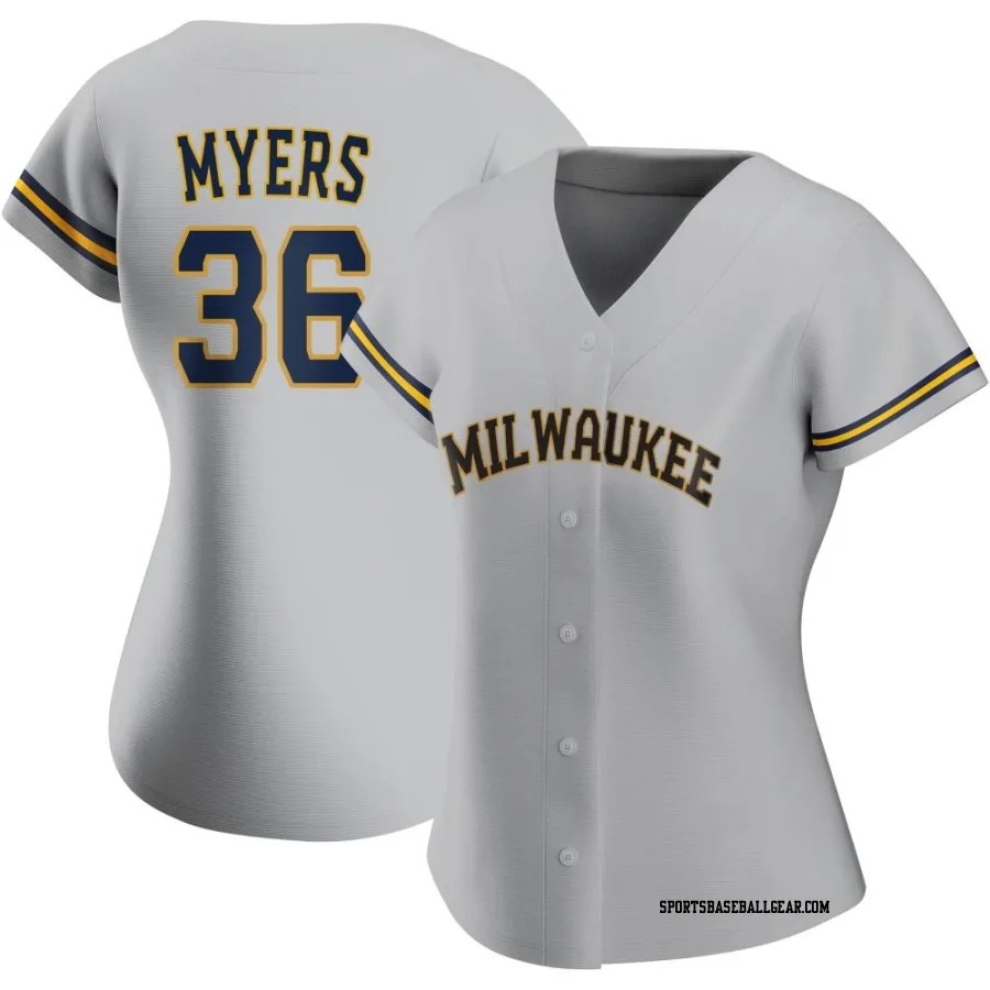 Tobias Myers Women's Milwaukee Brewers Gray Replica Road Jersey