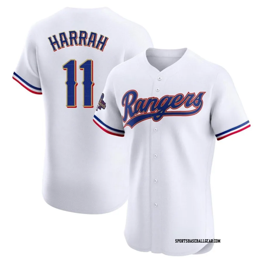 Toby Harrah Men's Texas Rangers Gold Elite White 2024 Collection Jersey